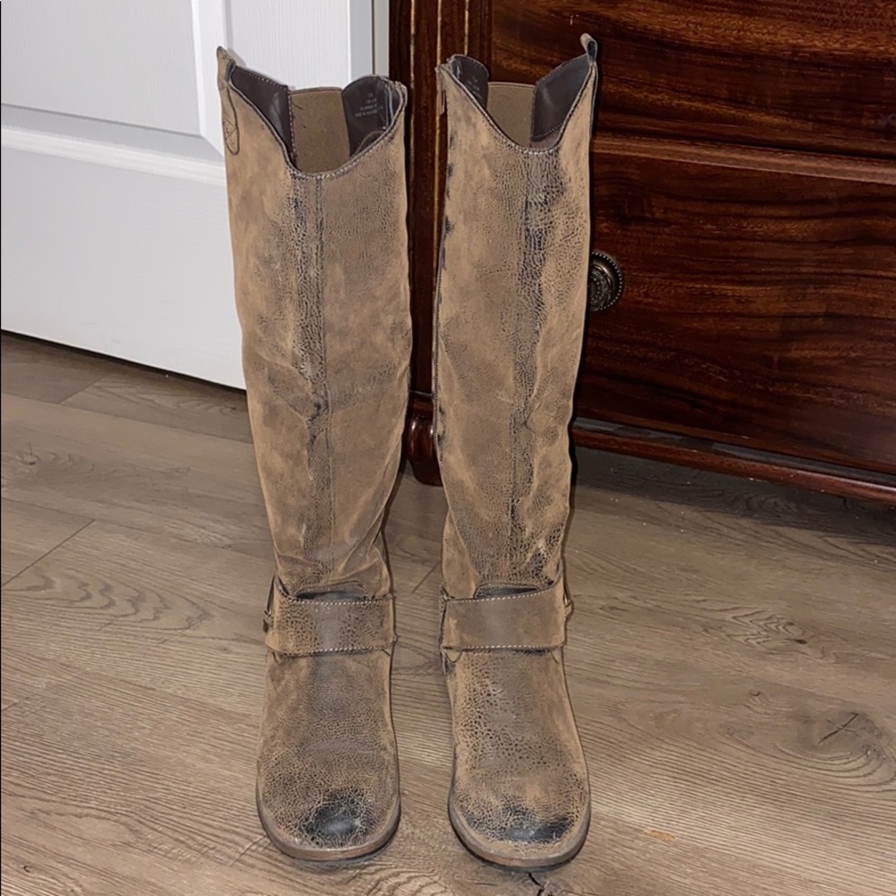 Brown Distressed Riding Boots Size 7.5